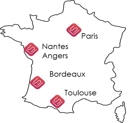Labsoft est implenté à Toulouse, Paris, Bordeaux, Nantes, Angers et Tunis